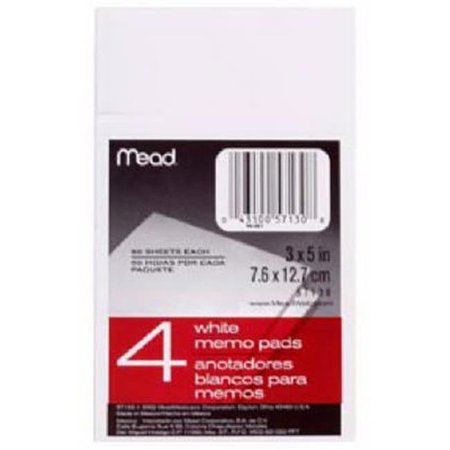 MEAD Mead 57130 3.05 x 5.05 in. 4 Pack White Memo Pads - 50 Count 260422